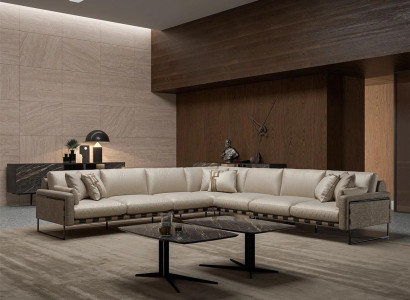 Luxury Corner sofa Couch Living room Sofa Upholstery Seat L-shape Suite 2x Coffee table